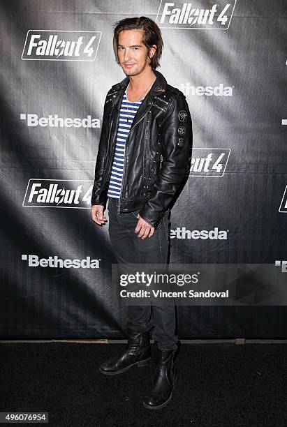 Actor Andrew James Allen attends the Fallout 4 video game launch event in downtown Los Angeles on November 5, 2015 in Los Angeles, California.