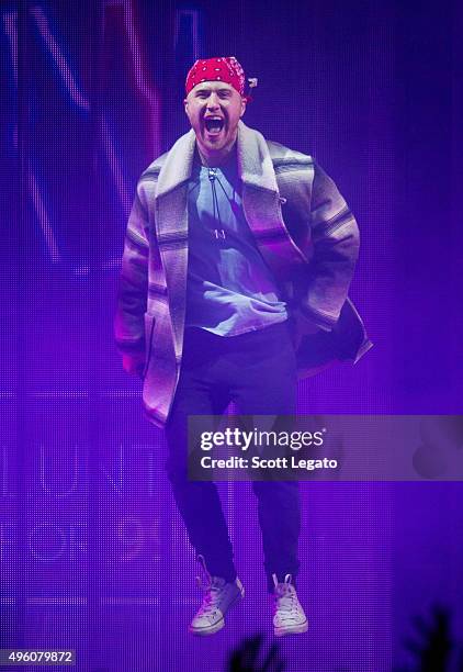 Special guest Mike Posner performs with Big Sean in concert his hometown of Detroit at Joe Louis Arena on November 6, 2015 in Detroit, Michigan.