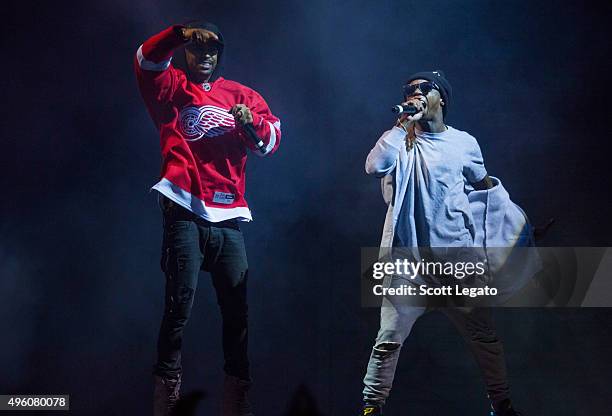 Big Sean and with special guest Lil Wayne perform in concert in his hometown of Detroit at Joe Louis Arena on November 6, 2015 in Detroit, Michigan.