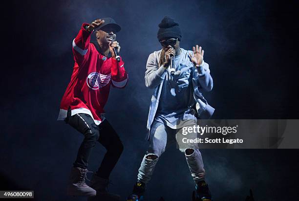 Big Sean and with special guest Lil Wayne perform in concert in his hometown of Detroit at Joe Louis Arena on November 6, 2015 in Detroit, Michigan.