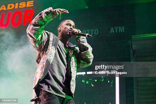 Big Sean performs in concert in his hometown of Detroit at Joe Louis Arena on November 6, 2015 in Detroit, Michigan.