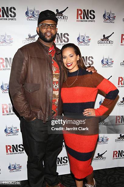 Yankees Pitcher C.C. Sabathia and wife Amber Sabathia attend their PitCCh In Foundation's 5th Annual CC Challenge rules party at Bowlmor Lanes on...