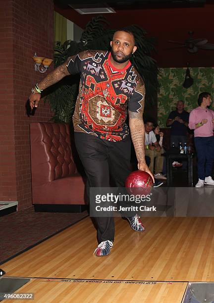 Yankees Pitcher C.C. Sabathia bowls at Amber and C.C. Sabathia's 5th Annual PitCCh In Foundation CC Challenge rules party at Bowlmor Lanes on...