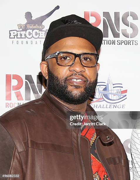 Yankees Pitcher C.C. Sabathia attends Amber and C.C. Sabathia's 5th Annual PitCCh In Foundation CC Challenge rules party at Bowlmor Lanes on November...