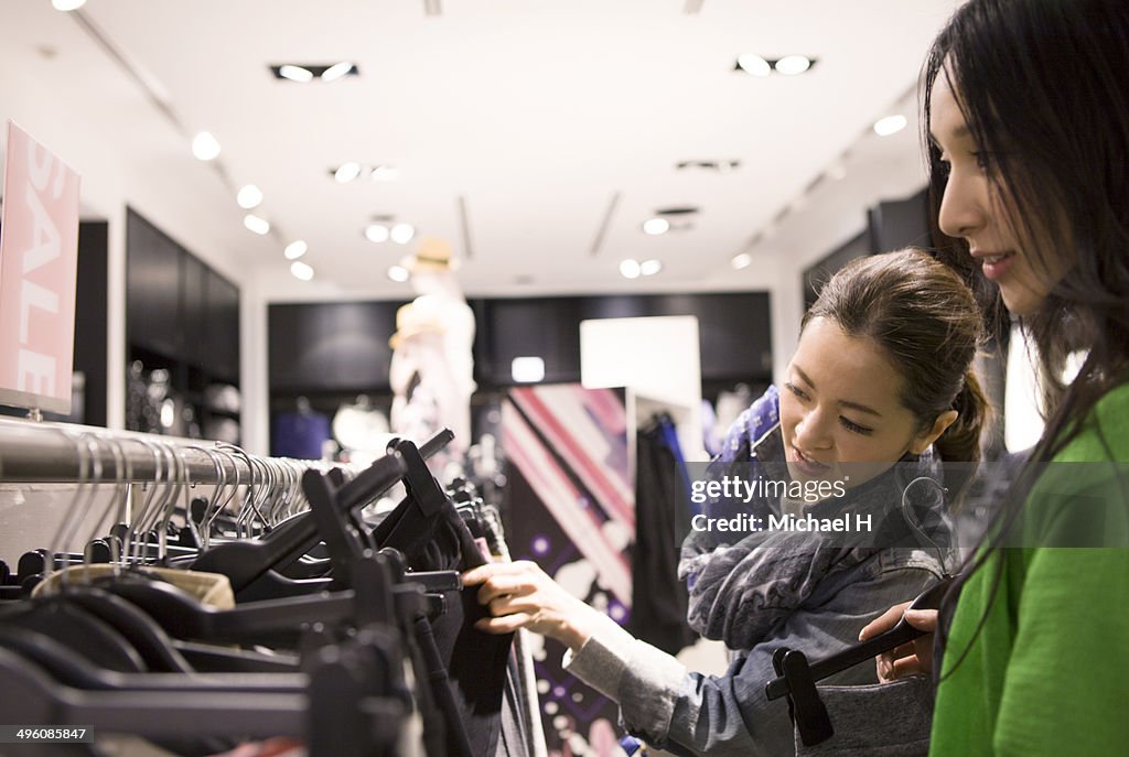 Two women shopping together in the store