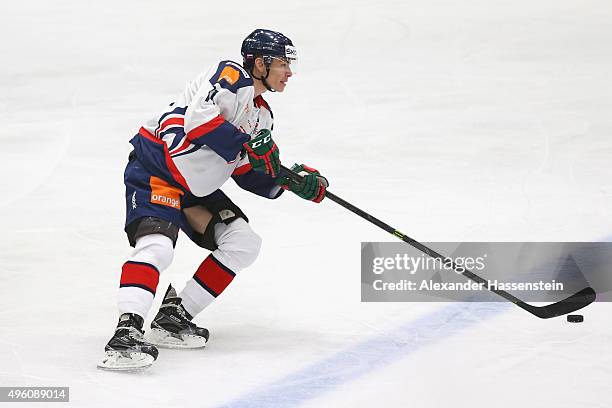 Marek Daloga of Slovakia skates during match 1 of the Deutschland Cup 2015 between USA and Slovakia at Curt-Frenzel-Stadion on November 6, 2015 in...