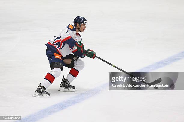 Marek Daloga of Slovakia skates during match 1 of the Deutschland Cup 2015 between USA and Slovakia at Curt-Frenzel-Stadion on November 6, 2015 in...
