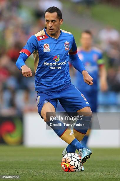Milos Trifunovic of the Jets in action during the round five A-League match between the Newcastle Jets and the Western Sydney Wanderers at Hunter...