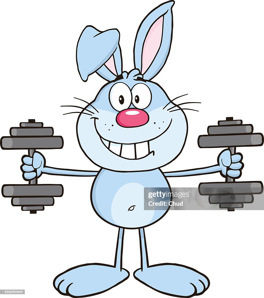 Blue Rabbit Training With Dumbbells