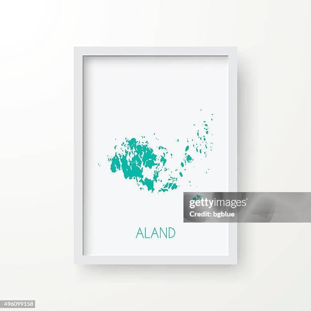 aland map in frame on white background - nordic interior stock illustrations
