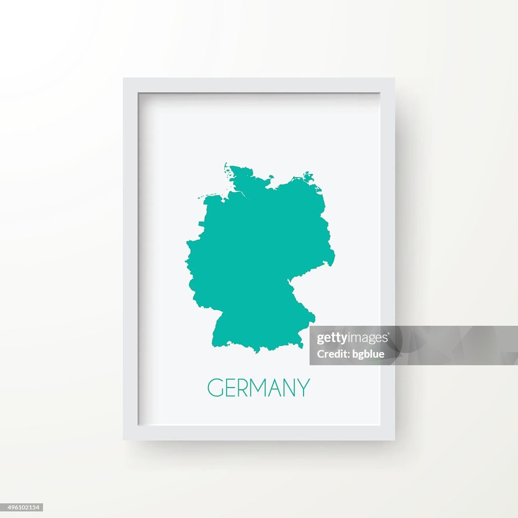 Germany Map in Frame on White Background