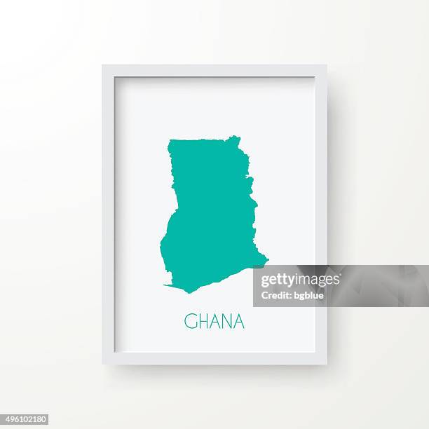 ghana map in frame on white background - accra stock illustrations