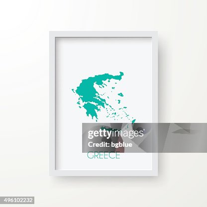Greece Map in Frame on White Background Greece Map in Frame on White Background