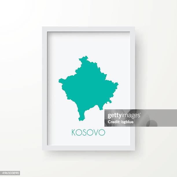 kosovo map in frame on white background - pristina stock illustrations