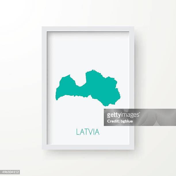 latvia map in frame on white background - riga stock illustrations