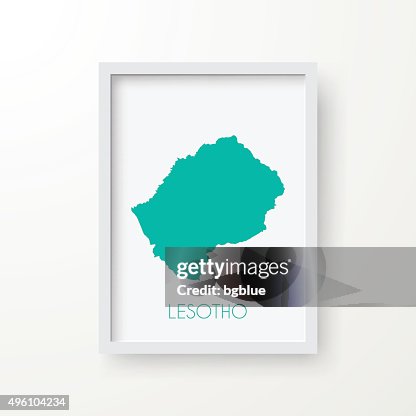Lesotho Map in Frame on White Background Lesotho Map in Frame on White Background