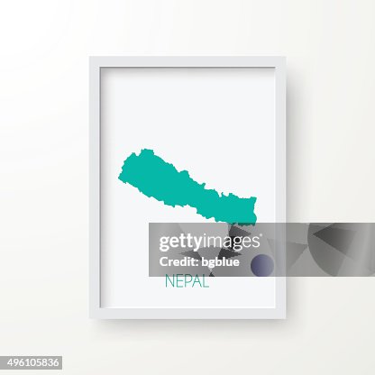 Nepal Map in Frame on White Background Nepal Map in Frame on White Background