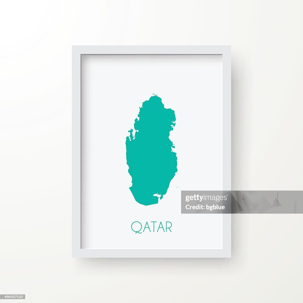 Qatar Map in Frame on White Background