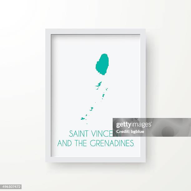saint vincent and the grenadines map in frame, white background - tobago cays grenadines stock illustrations