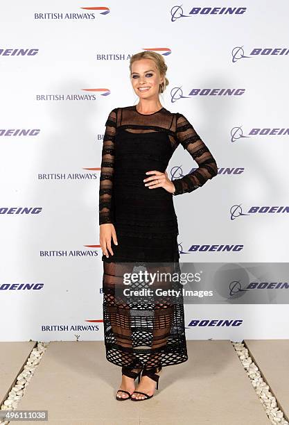 Margot Robbie attends British Airways celebration of the launch of its new Boing 787-9 Dreamliner on its daily London-Abu Dhabi-Muscat service....