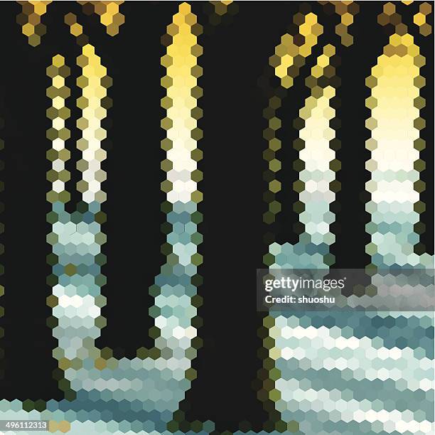 abstract color hexagon tree pattern background - newspaper texture background stock illustrations