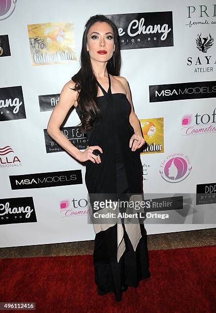 Actress Mandy Amano attends "Reel Haute" In Hollywood International Couture Fashion Show held at The Beverly Hilton Hotel on November 6, 2015 in...