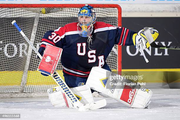 Ryan Zapolski of Team USA during the game between USA and the Slovakia on November 6, 2015 in Augsburg, Germany.