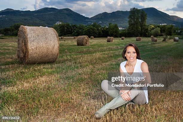 Minister of agricultural, food and forestry policies Nunzia De Girolamo posing for a photo shooting at Masseria Abate, an organic dairy farm built on...