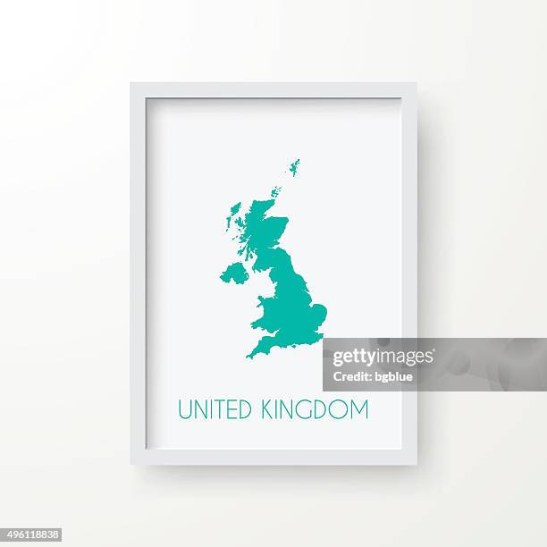 united kingdom map in frame on white background - white studio stock illustrations