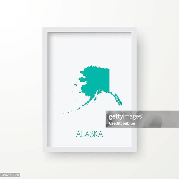 alaska map in frame on white background - rectangle border stock illustrations