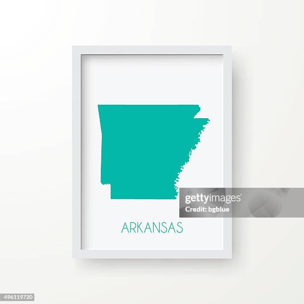 arkansas map in frame on white background - rectangle border stock illustrations