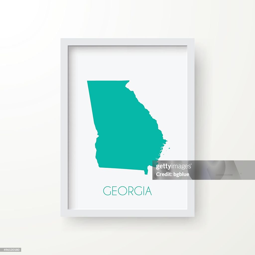 Georgia Map in Frame on White Background