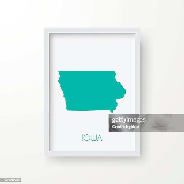 iowa map in frame on white background - rectangle border stock illustrations