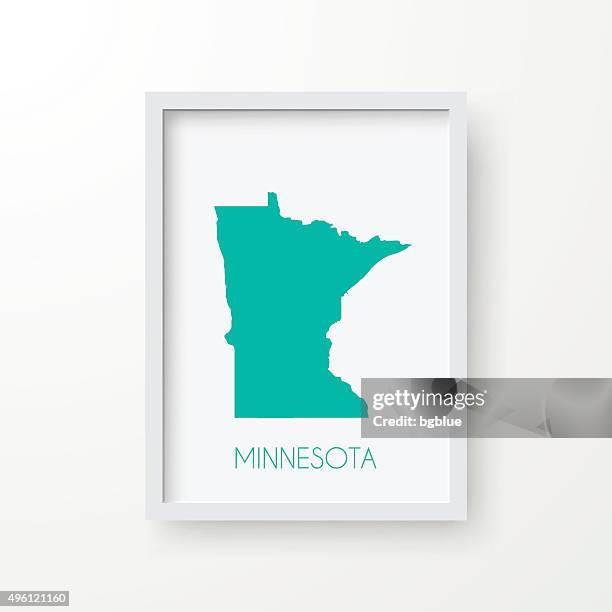 minnesota map in frame on white background - rectangle border stock illustrations