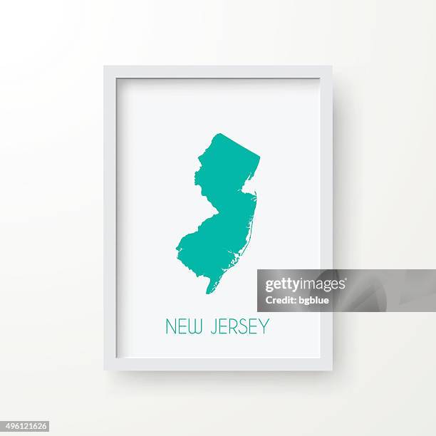 new jersey map in frame on white background - rectangle border stock illustrations