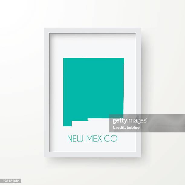 new mexico map in frame on white background - rectangle border stock illustrations