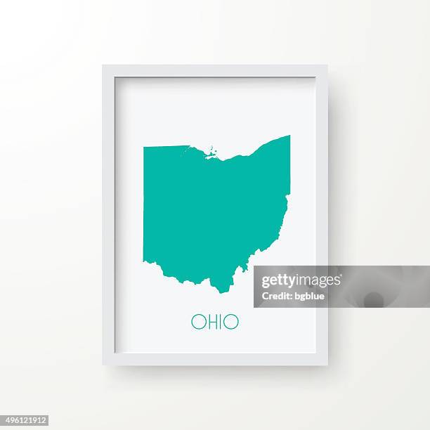 ohio map in frame on white background - rectangle border stock illustrations