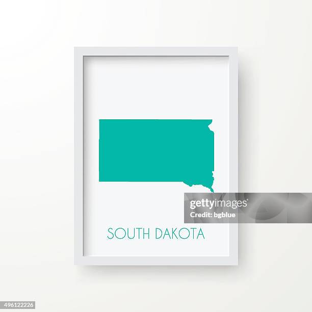 south dakota map in frame on white background - rectangle border stock illustrations