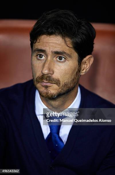 Deportivo de La Coruna manager Victor Sanchez del Amo looks on prior to the La Liga match between Levante UD and RC Deportivo de La Coruna at Ciutat...