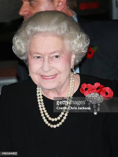 Queen Elizabeth II arrives at the Royal Albert Hall during the Annual Festival of Remembrance on November 7, 2015 in London, England.