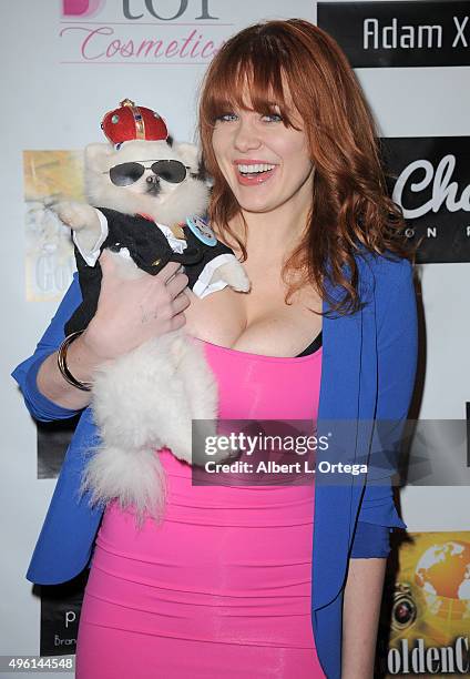 Actress Maitland Ward with Prince Charming attend "Reel Haute" In Hollywood International Couture Fashion Show held at The Beverly Hilton Hotel on...