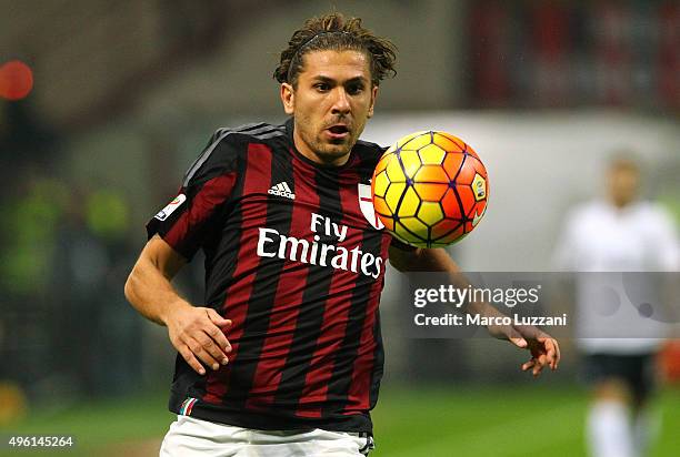 Alessio Cerci of AC Milan in action during the Serie A match between AC Milan and Atalanta BC at Stadio Giuseppe Meazza on November 7, 2015 in Milan,...