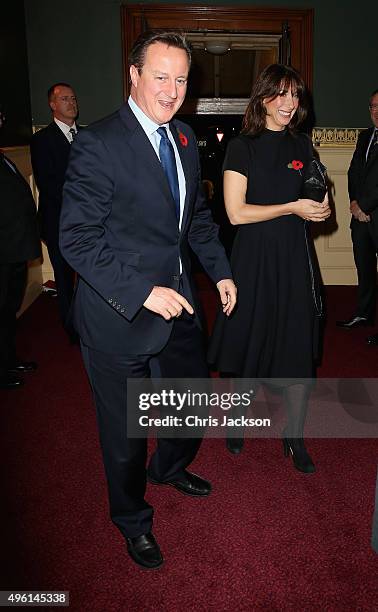 Prime Minister David Cameron and his wife Samantha Cameron arrive at the Royal Albert Hall during the Annual Festival of Remembrance on November 7,...