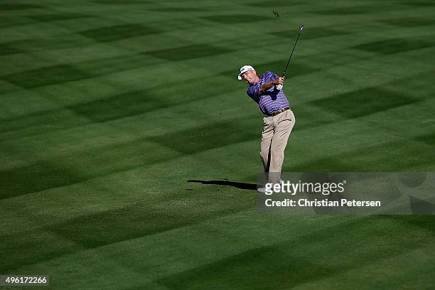Kevin Sutherland plays his second shot on the 14th hole during the third round of the Charles Schwab Cup Championship on the Cochise Course at The...