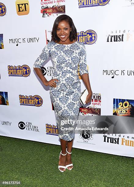 Actress Nadine Ellis arrives at the Kids In The Spotlight's Movies By Kids, For Kids Film Awards at Fox Studios on November 7, 2015 in Los Angeles,...