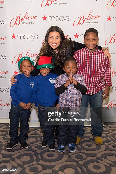 Jordin Sparks visits with special Make-A-Wish family to kick off the Macy's Believe Campaign during 108th annual Great Tree Lighting at Macy's on...