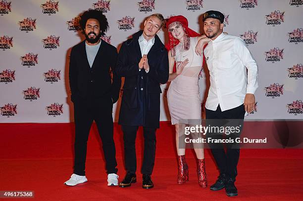 Jilionnaire, Diplo and Walshy Fire from Major Lazer attend the 17th NRJ Music Awards at Palais des Festivals on November 7, 2015 in Cannes, France.