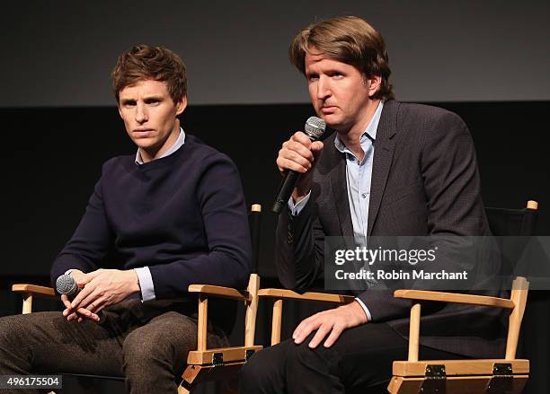 Eddie Redmayne and Tom Hooper attend The Academy Of Motion Picture Arts And Sciences Hosts An Official Academy Screening Of THE DANISH GIRL on...