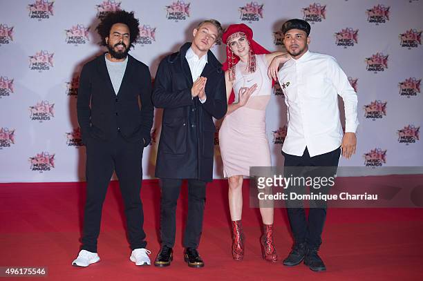 Jillionaire, Diplo, MO and Walshy Fire attend the 17th NRJ Music Awards at Palais Des Festivals In Cannes on November 7, 2015 in Cannes, France.