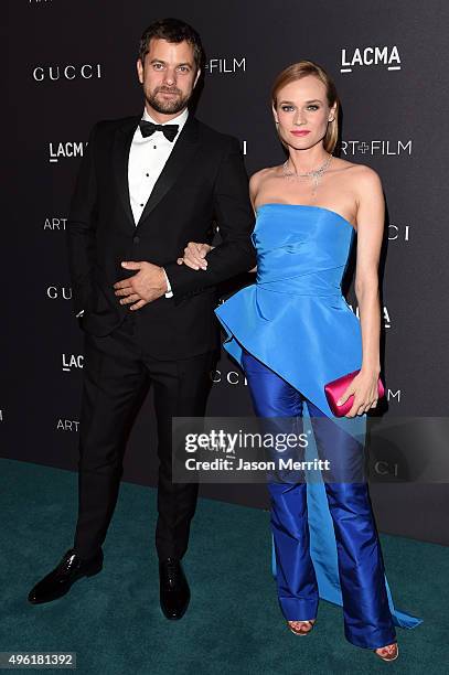 Actors Joshua Jackson, wearing Gucci, and Diane Kruger attend LACMA 2015 Art+Film Gala Honoring James Turrell and Alejandro G Iñárritu, Presented by...